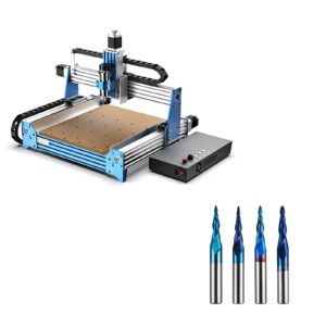 genmitsu cnc router machine proverxl 4030 with grbl control + 4pcs 2-flute tapered ball nose spiral end mill (1/4’’ shank)