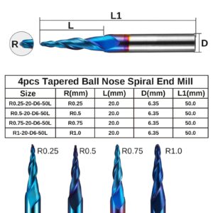 Genmitsu CNC Router Machine PROVerXL 4030 with GRBL Control + 4PCS 2-Flute Tapered Ball Nose Spiral End Mill (1/4’’ Shank)