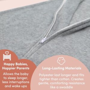 SleepingBaby Zipadee-Zip Transition Swaddle - Cozy Baby Swaddling Blanket with Zipper Convenience - Roomy Baby Wearable Blanket for Easy Diaper Changes - Heather Grey, Medium (6-12 Month)