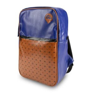 skunk backpack urban - smell proof - weather resistant - now with combo lock (blue/brown leather)
