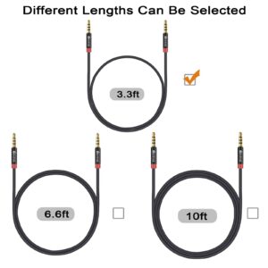 Devinal 3.5mm TRRS Cable, 1/8" inch 4 Pole Auxiliary Cord, Aux Mini-Jack Stereo Nylon Braided Male to Male Cable 3.3 FT/ 1M (2 Pack)