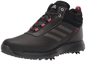 adidas women's s2g spikeless mid-cut golf shoes, core black/dark silver/wild pink, 7.5