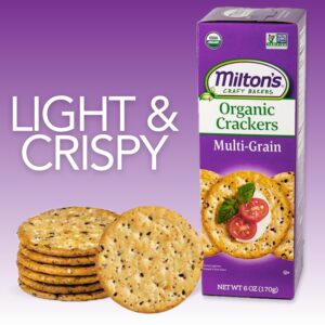 Milton's Craft Bakers Organic Multi-Grain Crackers - Multigrain Crackers, Certified Organic, Non-GMO Project Verified, Kosher, Savory & Sweet Taste, Great for Charcuterie Boards - 24 Oz