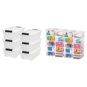 iris usa, inc. tb-42 12 quart stack & pull box, multi-purpose storage bin, 6 pack, pearl & usa cnl-5 storage box, 5 quart, clear, 20 pack