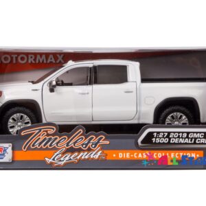 Showcasts 2019 GMC Sierra 1500 Denali Crew Cab Pickup Truck, White 79361/2D - 1/27 Scale Diecast Model Toy Car