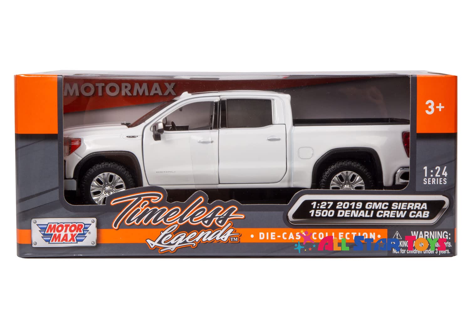 Showcasts 2019 GMC Sierra 1500 Denali Crew Cab Pickup Truck, White 79361/2D - 1/27 Scale Diecast Model Toy Car