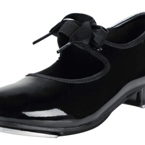 Linodes Unisex PU Leather Ribbon Tie Tap Shoe Dance Shoes for Women and Men's Dance Shoes-601-Black Patent-8M