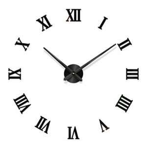 fansipro modern diy large wall clock big watch decal 3d sticker roman numerals home decor, clock tray size: 12cm, black