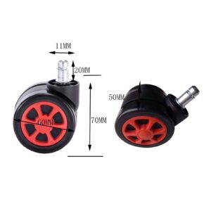 TEKEFT Gaming Office Chair Casters Floor Protection Rubber (5 Sets) 60mm Casters with Standard Stem Size (Red)