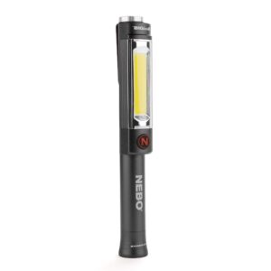 nebo big larry 2 power work light | bright flashlight and work light with clip and magnetic base | storm gray