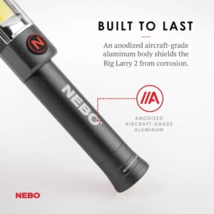 NEBO BIG LARRY 2 Power Work Light | Bright Flashlight and Work Light with Clip and Magnetic Base | Storm Gray