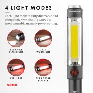 NEBO BIG LARRY 2 Power Work Light | Bright Flashlight and Work Light with Clip and Magnetic Base | Storm Gray