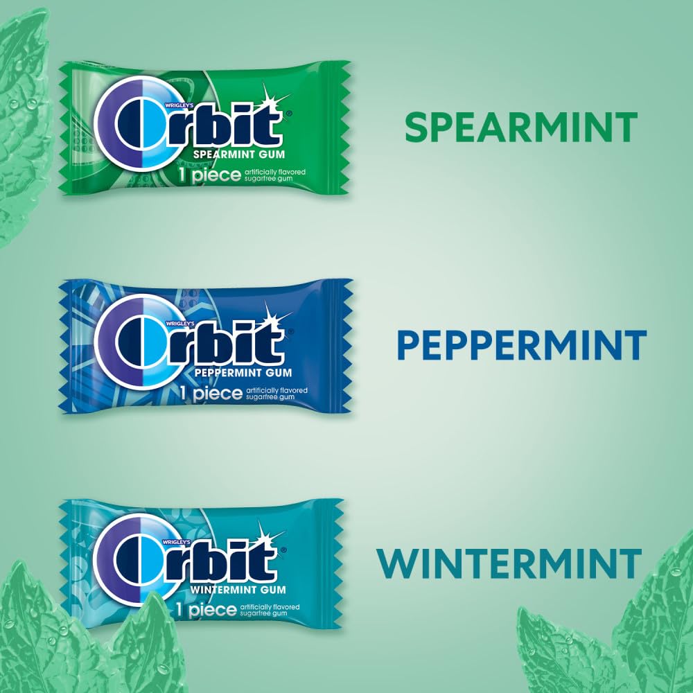 ORBIT Peppermint, Spearmint, & Wintermint Assorted Sugar Free Chewing Gum Bulk Pack, 13.4 oz 200-Piece Bag