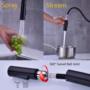 TRUSTMI Touch Kitchen Faucet, Kitchen Sink Faucet, Smart Kitchen Faucet Touch-On Activated, Single Hole Kitchen Faucet with 2 Function Pull Down Sprayer, Lead-Free Water Supply, Matte Black