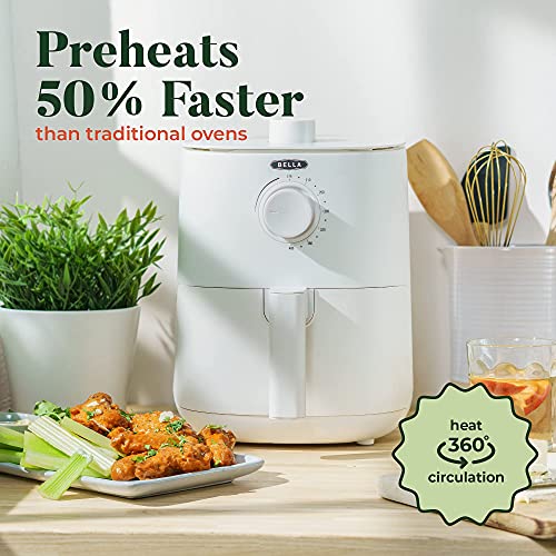 BELLA 3 Qt Manual Air Fryer Oven and 5-in-1 Multicooker with Removable Nonstick and Dishwasher Safe Crisping Tray and Basket, 1400 Watt Heating System, Matte White