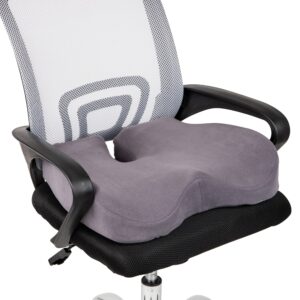 mind reader office chair cushion, ergonomic, orthopedic, portable, car seat, memory foam, 18.25" l x 15.5" w x 4" h, gray