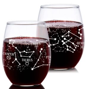 your moon phase - zodiac signs - all zodiac constellation wine glass | astrological gifts | stars wine glasses | gift for him & her | astrology gift for women & men | wine lovers zodiac glass (15 oz)