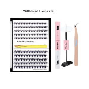 Vayator 10+12mm Mixed 12+14mm Mixed Tray Mink Eyelash Extension Natural 3D Russian Volume Faux Eyelashes Individual 20D Cluster Lashes Makeup (12mm-14mm Mixed)