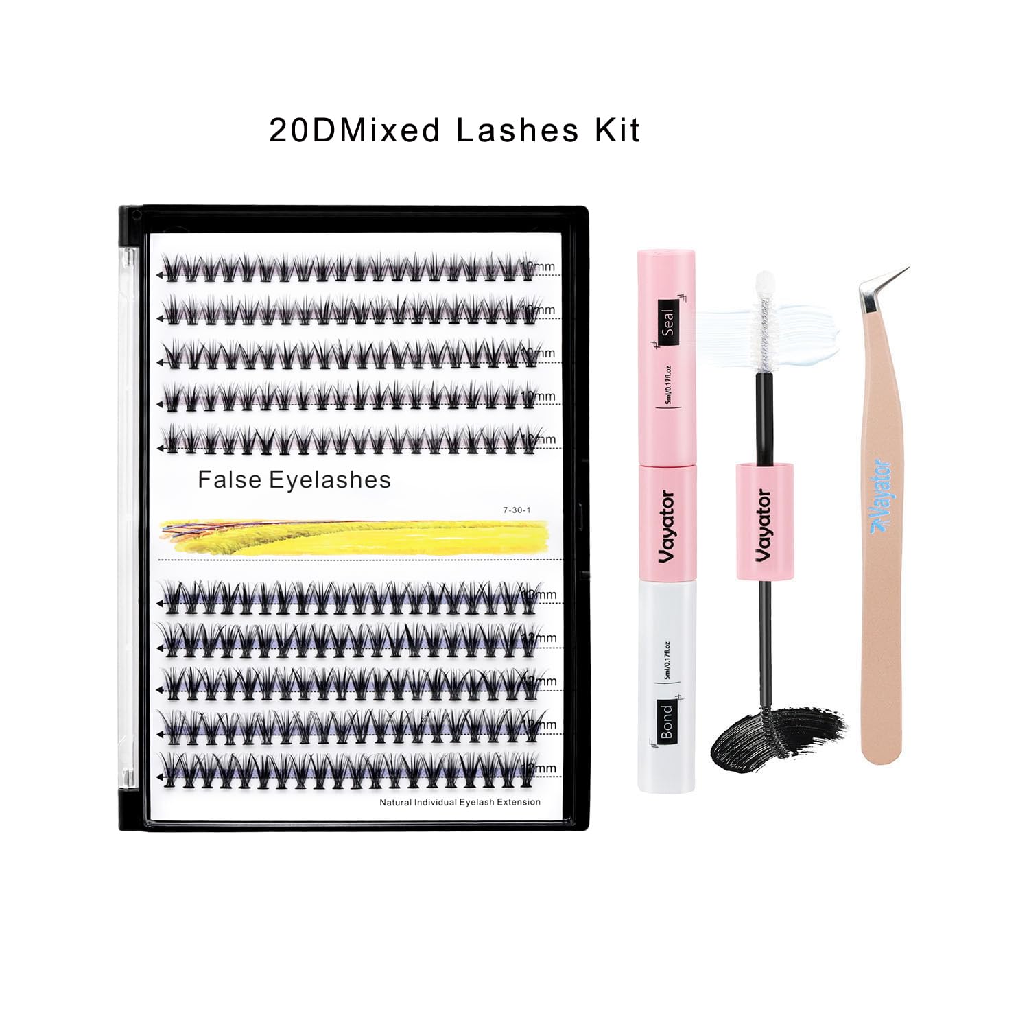 Vayator 10+12mm Mixed 12+14mm Mixed Tray Mink Eyelash Extension Natural 3D Russian Volume Faux Eyelashes Individual 20D Cluster Lashes Makeup (12mm-14mm Mixed)