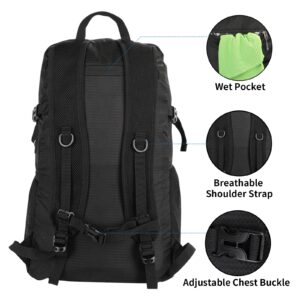 WATERFLY Lightweight Packable Hiking Backpack: Foldable Travel Daypack Ultralight Camping Day Pack for Woman Man