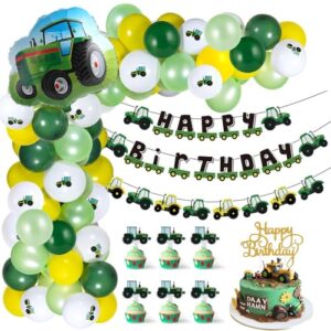 paper jazz tractor birthday party supplies green yellow balloon happy birthday decorations for boys farm themed party supplies