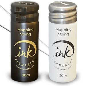 ink permanent black and white brow mapping string [2 x 100 ft bottles - 60 m] pre-inked mapping string for permanent makeup and microblading supplies | brow mapping kit |brow mapping