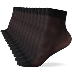 12 pack women's ankle nylon silky socks, high sheer stockings for women, girls, office, home