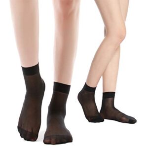 12 Pack Women's Ankle Nylon Silky Socks, High Sheer Stockings for Women, Girls, Office, Home