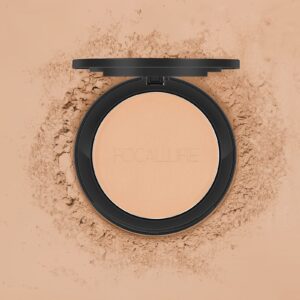 FOCALLURE Flawless Pressed Powder, Control Shine & Smooth Complexion, Pressed Setting Powder Foundation Makeup, Portable Face Powder Compact, Long-Lasting Matte Finish, Natural