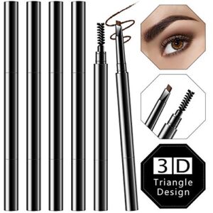 6 packs eyebrow pencil long lasting with brush, waterproof retractable brow pencil mechanical sweat-proof 2 in 1 double headed brow pencil and brow brush makeup tool (dark coffee)