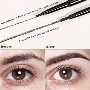 6 Packs Eyebrow Pencil Long Lasting with Brush, Waterproof Retractable Brow Pencil Mechanical Sweat-proof 2 in 1 Double Headed Brow Pencil and Brow Brush Makeup Tool (Dark Coffee)