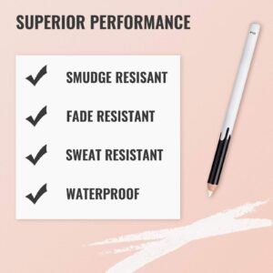 12PCS Erinde White Eyeliner Pencil, Soft Highlighter Gel Eyeliner Pencil, Eye Liner Pen, Professional Eye Bighten Eyeshadow Waterproof Matte Hypoallergenic, Easy to Colour, Skin Marker Pen