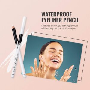 12PCS Erinde White Eyeliner Pencil, Soft Highlighter Gel Eyeliner Pencil, Eye Liner Pen, Professional Eye Bighten Eyeshadow Waterproof Matte Hypoallergenic, Easy to Colour, Skin Marker Pen