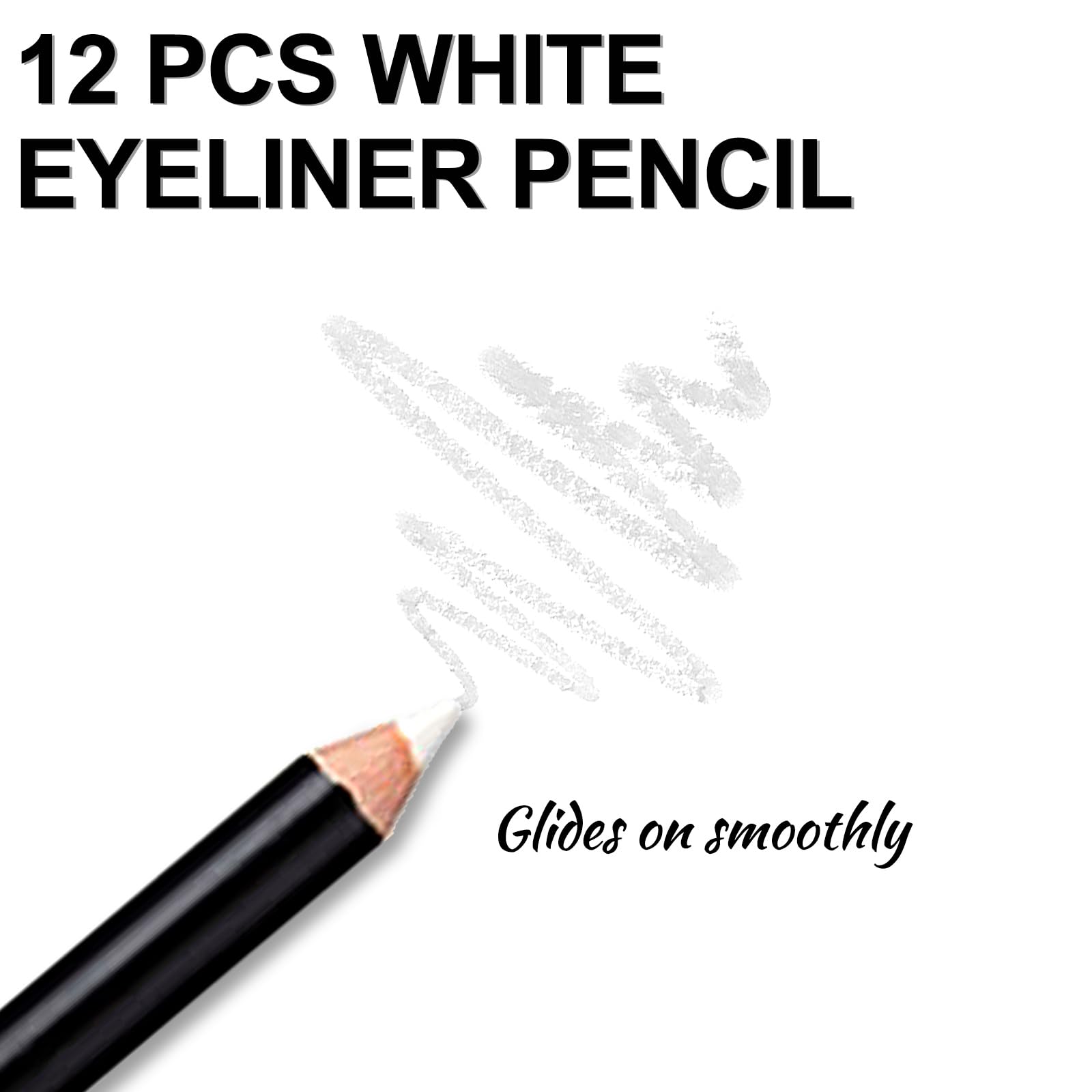 12PCS Erinde White Eyeliner Pencil, Soft Highlighter Gel Eyeliner Pencil, Eye Liner Pen, Professional Eye Bighten Eyeshadow Waterproof Matte Hypoallergenic, Easy to Colour, Skin Marker Pen