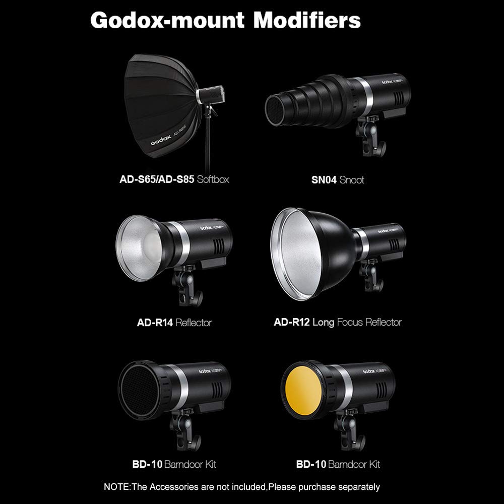 Godox AD300Pro AD300 Pro Strobe Light, 300W 2.4G TTL Flash Strobe Monolight, 1/8000 HSS, 0.01-1.8S Recycle Time, 300 Full Power Pops, 5600±100K, 12W Brightness Adjustable Bi-Color Modeling Led