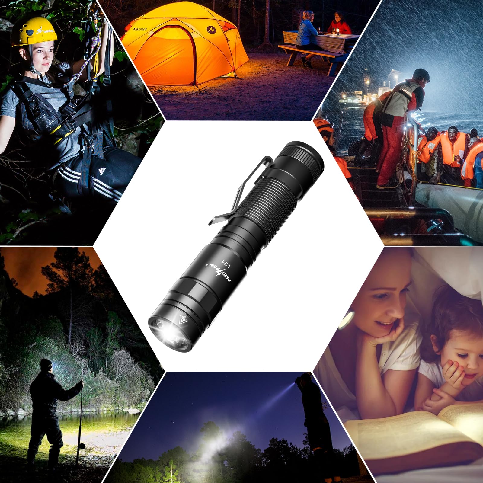 PEETPEN Rechargeable Flashlights,1500 High Lumens Tactical Flashlights,Pocket-Sized EDC FlashLight,Small LED Flash Light for Emergency,Rescue,Camping