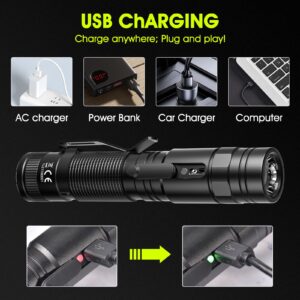 PEETPEN Rechargeable Flashlights,1500 High Lumens Tactical Flashlights,Pocket-Sized EDC FlashLight,Small LED Flash Light for Emergency,Rescue,Camping