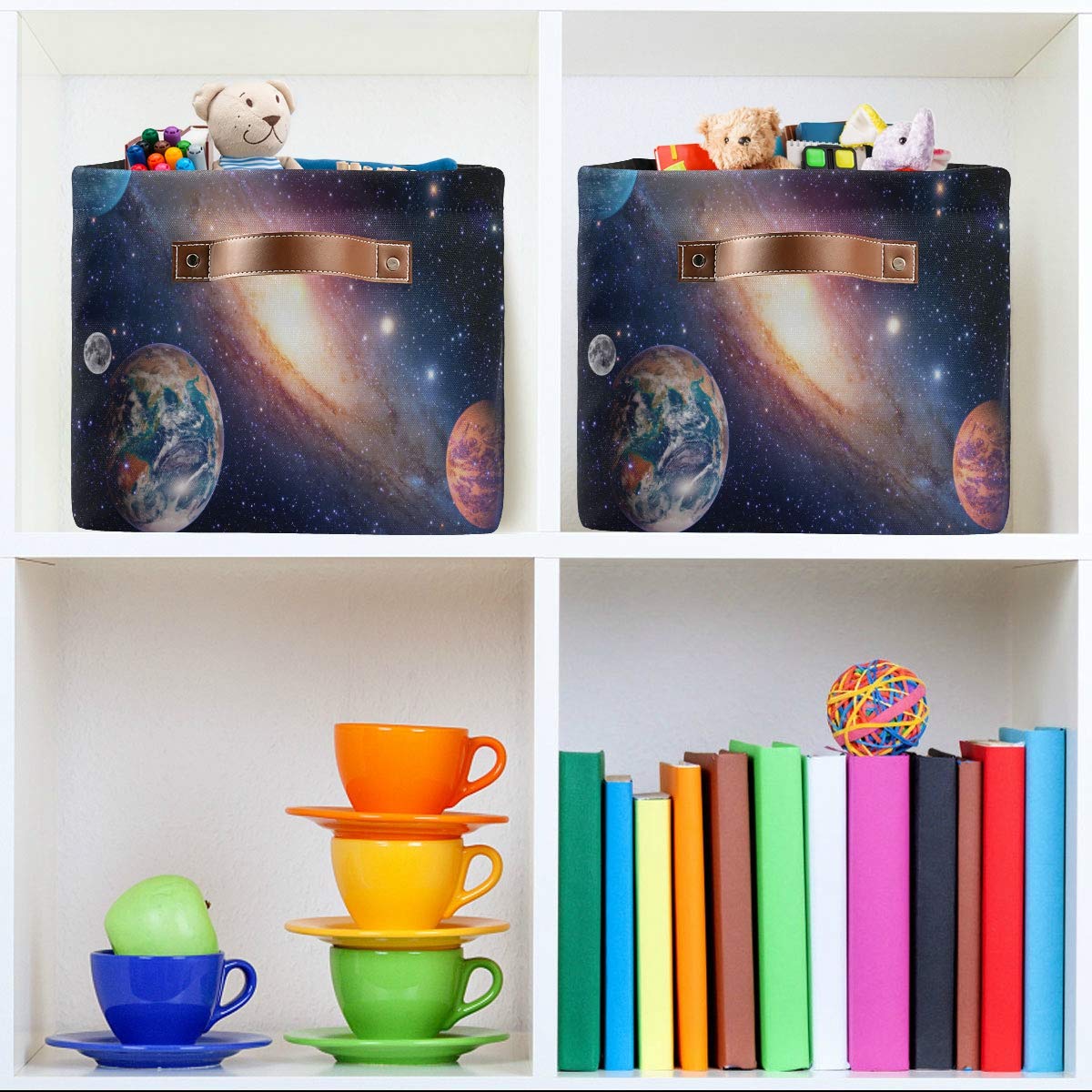 Storage Basket Cube Universe Galaxy Outer Space Large Collapsible Toys Storage Box Bin Laundry Organizer for Closet Shelf Nursery Kids Bedroom,15x11x9.5 in,1 Pack