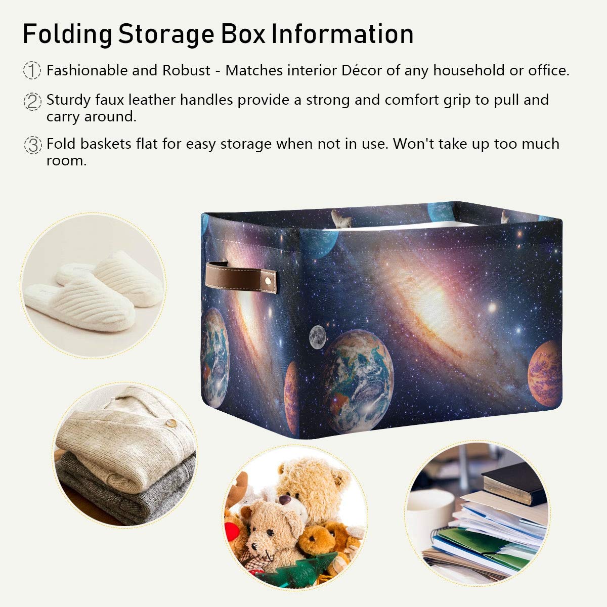 Storage Basket Cube Universe Galaxy Outer Space Large Collapsible Toys Storage Box Bin Laundry Organizer for Closet Shelf Nursery Kids Bedroom,15x11x9.5 in,1 Pack