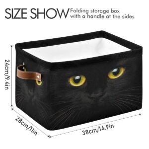 Storage Basket Cube Animal Black Cat Large Collapsible Toys Storage Box Bin Laundry Organizer for Closet Shelf Nursery Kids Bedroom,15x11x9.5 in,1 Pack