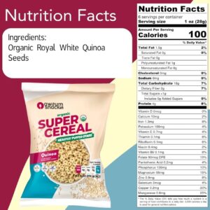 Awsum Snacks SUPERCEREAL 6oz - Certified USDA Organic, Vegan, Gluten Free, Non GMO, Kosher & Grain, Dairy and Sugar Free Cereals - Diabetic Healthy Snack - Cereal Puffed Quinoa Plain