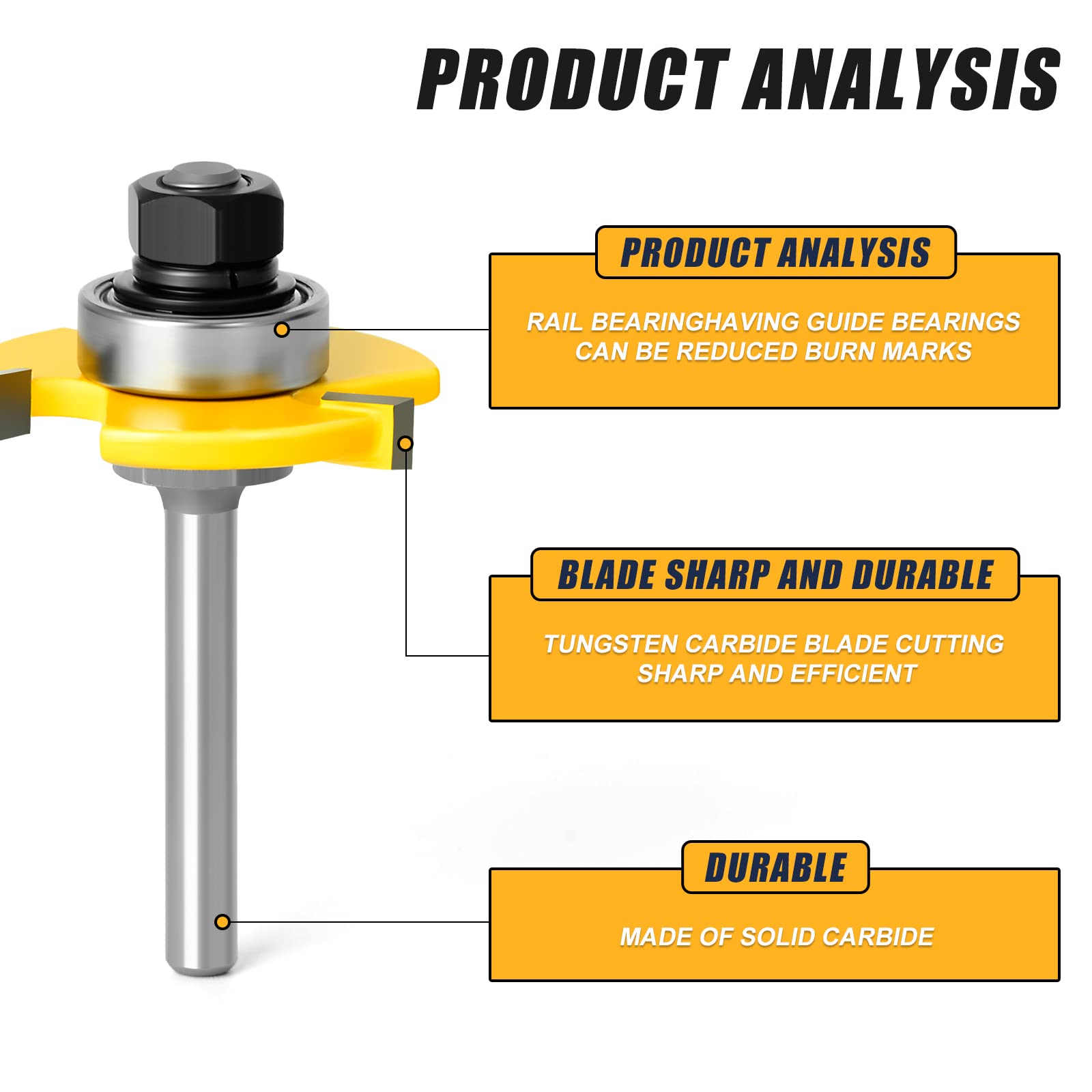 MEIGGTOOL 1/4 Inch Shank Slot Cutter Router Bit Set - 6 Size