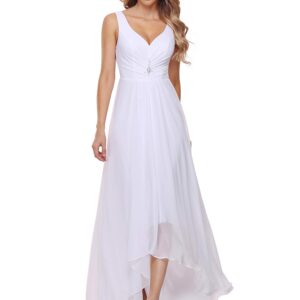 Ever-Pretty Women's Empire Waist Pleated High-Low Hemline Wedding Bridal Dresses White US20