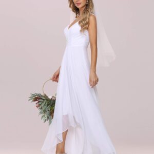 Ever-Pretty Women's Empire Waist Pleated High-Low Hemline Wedding Bridal Dresses White US20