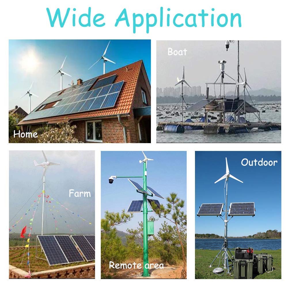 1360W 24V Solar Panel Wind Turbine Generator Kit with 1000W Peak 2000W Power Inverter & 400W Windmill & 8pcs 120W Mono Solar Panel & Hybrid Charge Controller