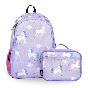 wildkin 15 inch kids backpack bundle with lunch box bag (unicorn)