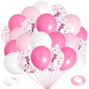 100pcs 12inch pink balloons hot pink light pink white and pink confetti latex balloons for girls woman birthday decorations valentines day baby shower bridal proposal wedding party decorations