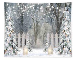funnytree 10x8ft soft fabric winter photography backdrop glitter snowy forest pine tree background let it snow christmas xmas holiday party decor banner portrait studio booth photobooth props