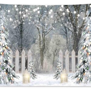 Funnytree 10x8FT Soft Fabric Winter Photography Backdrop Glitter Snowy Forest Pine Tree Background Let It Snow Christmas Xmas Holiday Party Decor Banner Portrait Studio Booth Photobooth Props