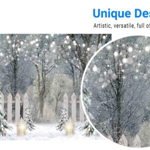 Funnytree 10x8FT Soft Fabric Winter Photography Backdrop Glitter Snowy Forest Pine Tree Background Let It Snow Christmas Xmas Holiday Party Decor Banner Portrait Studio Booth Photobooth Props